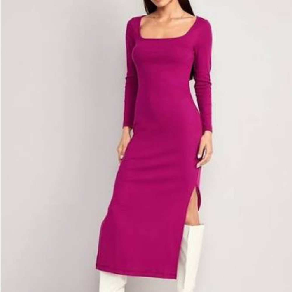 NWT- Old Navy Rib Knit Square Neck Midi Dress